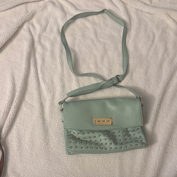 Handbags - Mint Green Studded Crossbody Bag